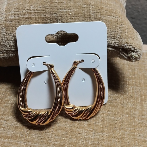 Gold Tone and Silver Tone Post Hoop Earring Set - Picture 2 of 7